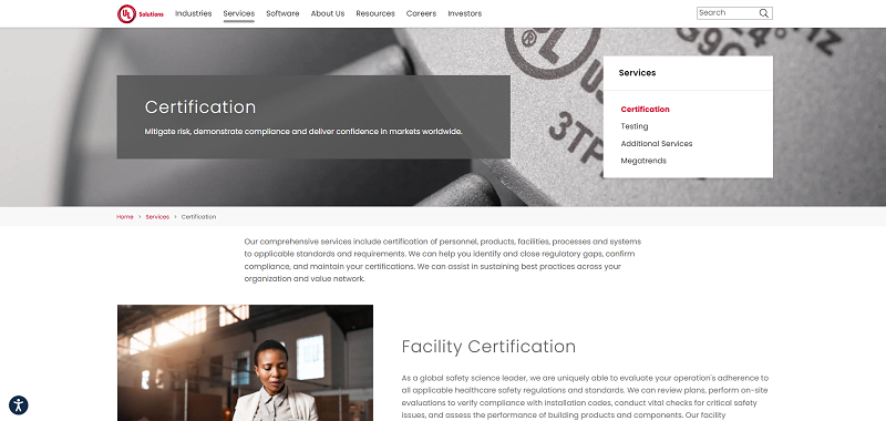 UL Certification screenshot