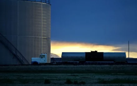 Fuel tank refilling at dusk